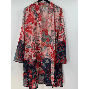 Anthropologie Jorja Chiffon Floral Kimono Size Extra Large